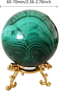 Natural Green Malachite Jasper Crystal Sphere Balls Healing Gemstone Crystal Stones for Massage Divination Chakra Balancing Home Decoration,60~70mm