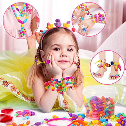 Pop Beads - 700+Pcs Diy Jewelry Making Kit For Toddlers Girls 3, 4, 5, 6, 7,8 Year Old, Kids Pop Snap Beads Set Art & Crafts Creativity Toys For Girls Birthday Gift(X-Large) #TOP5
