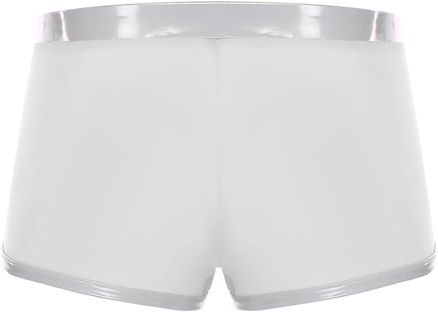 Men's Sexy PU Leather Lace-up Shorts Sheer Mesh Bulge Slim Fit Party Rave Shorts Nightclub Wear