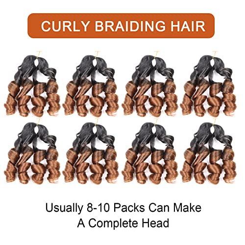 French Curly Braiding Hair 18 Inch 8 Packs French Braiding Hair Pre Stretched For Box Braids Ombre Braiding Hair Spanish Curly Braiding Hair Micro Braiding Hair French Curl Braids Crochet Hair Extensions (18 Inch/Pack Of 8, B29) #TOP6