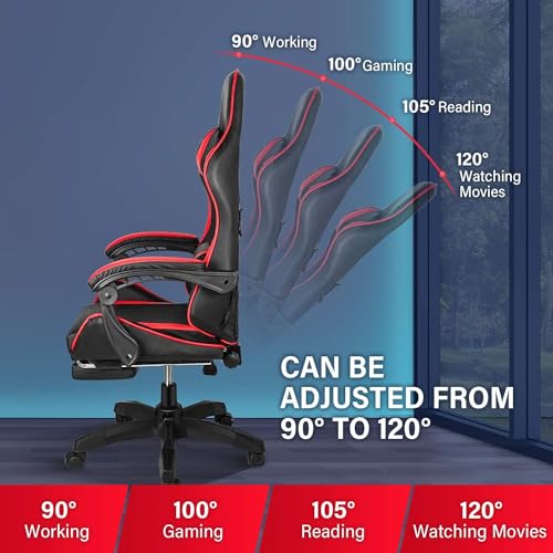 كرسي من تشولوفز للألعاب والعمل والاسترخاء، يتميز بارتفاع قابل للتعديل ودوار وقابل للإمالة مع مسند قدم ودعم لأسفل الظهر ومسند رأس، مصنوع من معدن الأوك، باللون الرمادي