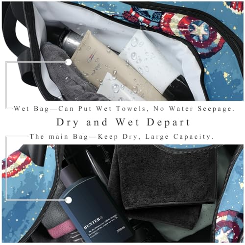 For Captain America Sporty Duffle Bag, Sized 17.7 Inches with Interior Zipper Pocket and Large Capacity - Swim, Basketball, Travel, Carry on Bag4