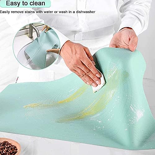 Pyatofyy Silicone Baking Mat, 60X40 CM Non-Slip Silicone Mat with Measurements, Silicone Oven Liner Baking Mat for macaroons (Green)