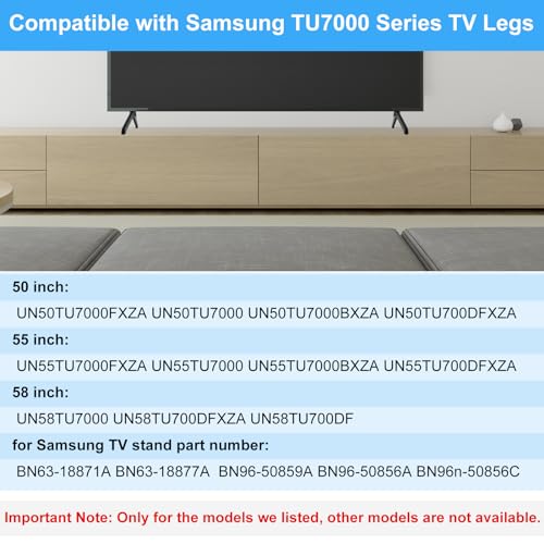 TV Legs for Samsung TV Stand wr Cable Ties, Only for Samsung TU7000 Series TV UN50TU7000FXZA UN55TU7000FXZA UN58TU7000FXZA, for Samsung TV Legs BN63-18871A BN63-18877A BN96-50859A BN96n-50856C