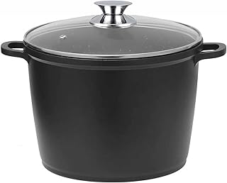 Marmite 10 l - 28 cm - En fonte d'aluminium - Antiadhésive - Pour lait, pâtes, légumes - Avec couvercle en verre - Convient pour tous les types de plaques de cuisson, y compris l'induction
