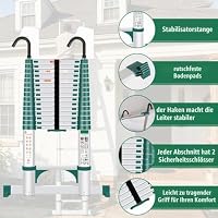 Chanjarhill Alu Teleskopleiter Ausziehbare Leiter 4,7 Meter Grün – Ansicht 4