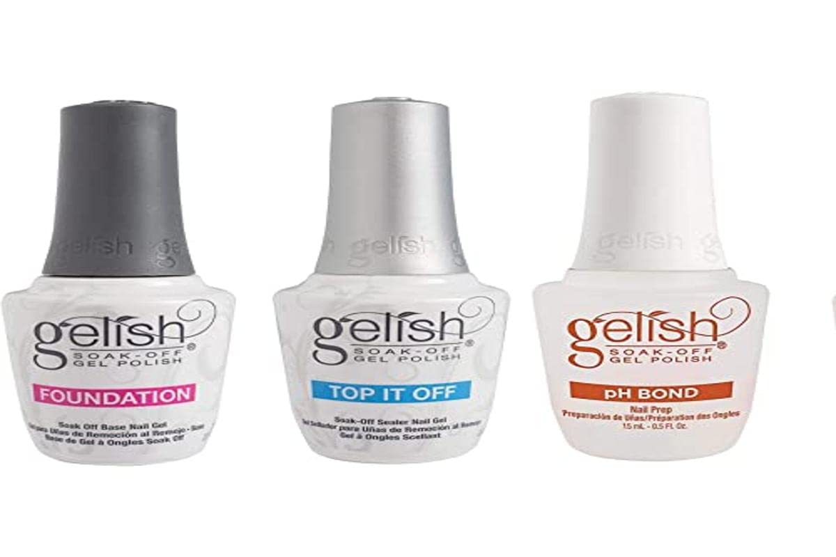 Gelish Terrific Trio Essentials 15 Milliliter Basic Care Soak Off Manicure Gel Nail Polish Kit with Foundation pH