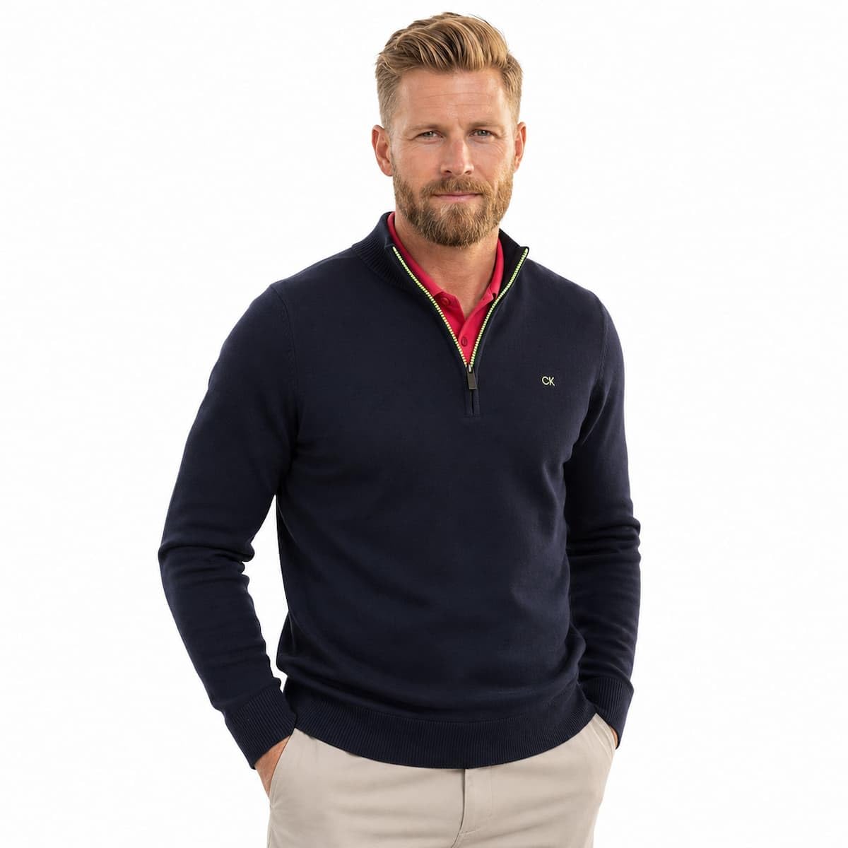 Calvin Klein Su�TER Campus 1/2 Cremallera Hombre -/Lima - M