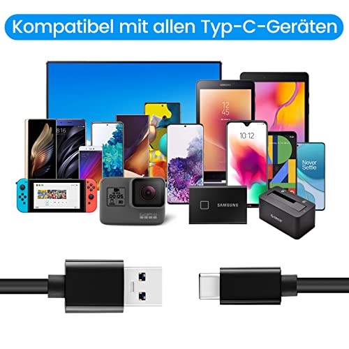 Image of LDLrui 3ft USB A to USB C Cable 2pack | Type C 3A Fast Charge & 10Gbps Data Sync Cable for MacBook, Galaxy S20, Samsung T7, Portable SSD, Oculus Quest, Android Auto