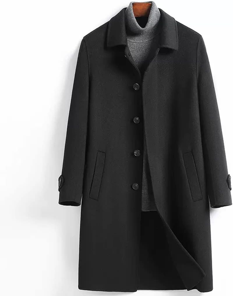 Autumn and Winter Double-Sided Cashmere Coat Tweed Jacket Men's Business Casual Trench Coat(L Code)
