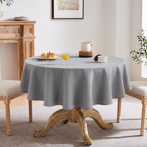 ZeeMart Linen Checked Round Table Cloth 60 Inch Blue Ashes by ZeeMart - Used condition - Image 3