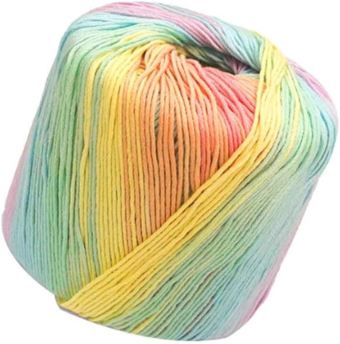 Miniatura 3 de Hilo de algodón degradado para tejer suave para proyectos de ganchillo de bricolaje, bufandas, sombreros y mantas, arcoíris claro