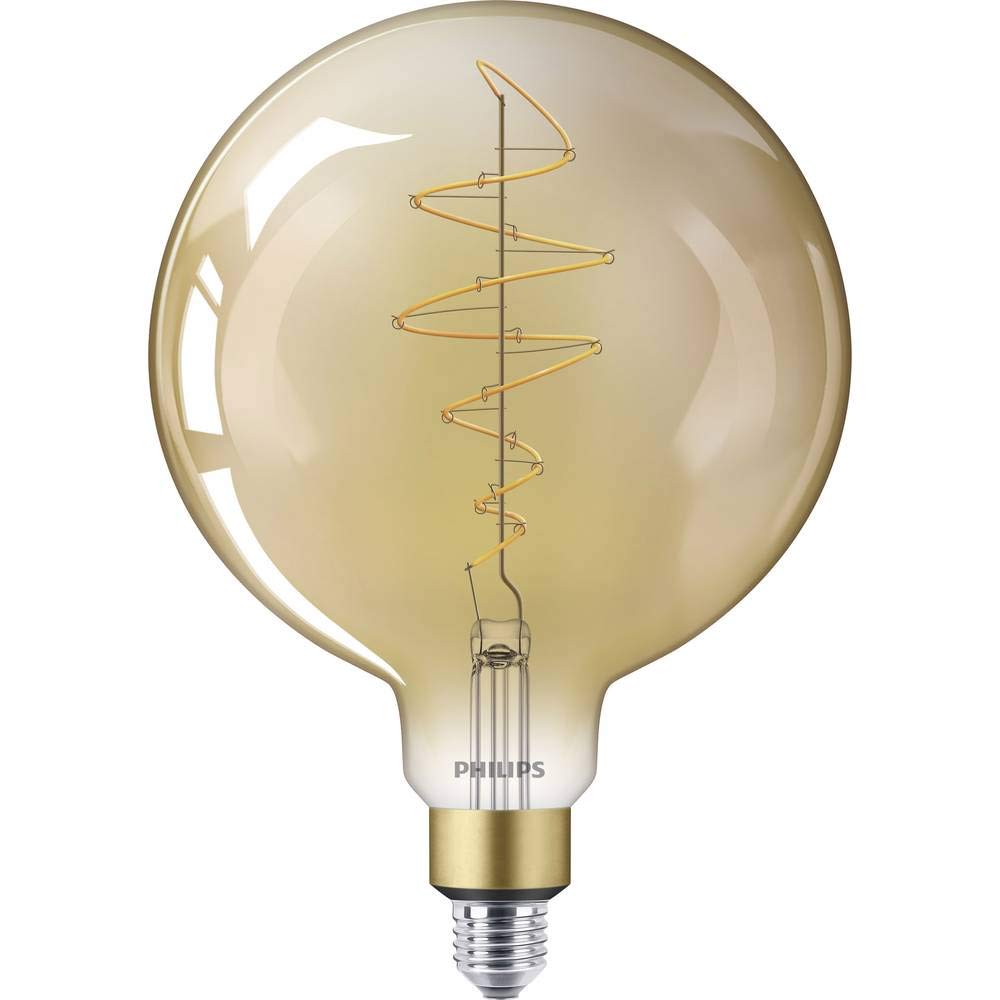 Philips Lighting Flame - Very Warm White Philips Led Giant A160 Gold Dimmable A-Shape Light Bulb [E27 Edison Screw] 6.5W - 40W Equivalent, Flame 2000K Size 6