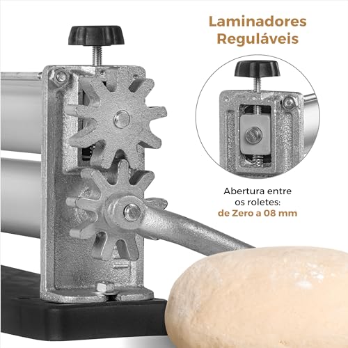 Cilindro Massa Maquina Manual Abrir Macarrão Pizza Salgado Esfiha Sovar Pão Fazer Artesanato Botini