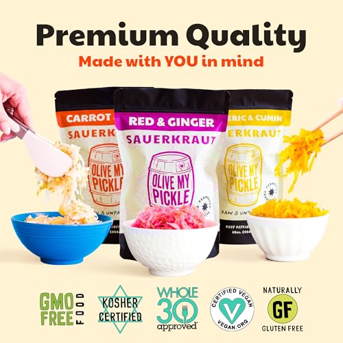 Real Fermented & Probiotic Sauerkraut for Gut Health - TOP KRAUT BUNDLE (3 PACK) by Olive My Pickle