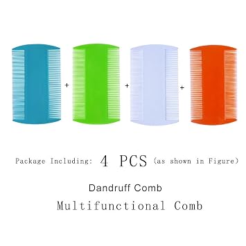 zYoung 4 Pcs Hair Comb Double Sided Fine Tooth Dandruff Combs, Lice Comb