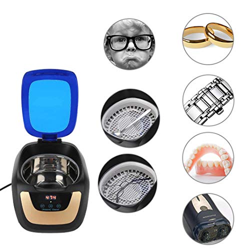 Preisvergleich Produktbild FENGCLOCK Digital Ultraschallreinigungsgeräte, 750ml für Zahnersatz Gläser Schmuck Edelstahl Haushalt Vollautomatischer Kleiner tragbarer Ultraschallreiniger