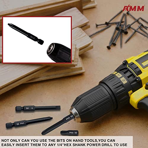 Screwdriver Bit Set, Amm 24-Piece Magnetic Slotted And Phillips Drill Screwdriver Bit Set, S2 Alloy Steel, 1" And 2.3" Long Impact Bits With Storage Box #TOP3