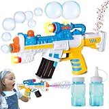 Bubble Gun For Kids Lights & Sounds - with 2 Bottles Bubble Refill - Light Up Toy Bubble Blower for