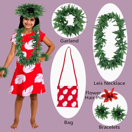 Disfraz hawaiano para niñas pequeñas con accesorios miniatura 4