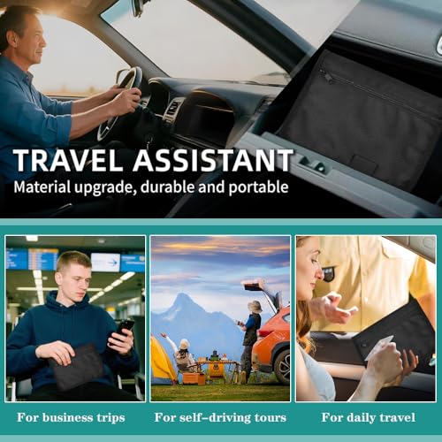 VGECEE Fahrzeugmappe Dokumentenmappe A5 Auto Handschuhfach Organizer Mappe mit Mehreren Fächern Bordmappe Auto A5 Car Document Holder Multifunktionale Brieftasche für Karte Registrierung Autozubehör