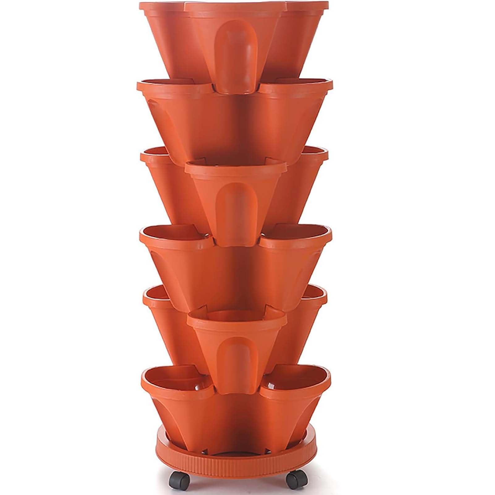Generico Fragole Verticale da Giardino 6 Ripiani Impilabile Vaso Trifoglio per Fiori Rampicanti Piante Fioriera da Balcone Regolabile Plastica Grande Porta Piante da Esterno ed Interno,B