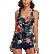 Ecupper Tankini Damen - Badeanzug Mit Shorts & Push-Up Effekt