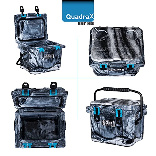 Cubix Outdoors Quadrax Rotomolded Portable Hard Cooler For Camping, Fishing, Beach | Heavy Duty Insulated Lunch Box | Cold Retention 5 Day, 10 Quart Cooler, Urban Camo #TOP1