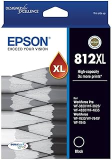 Epson 812XL - High Capacity - Ultra Black Ink Cartridge for XP-5100 WF-2860, Single Pack, C13T05E192