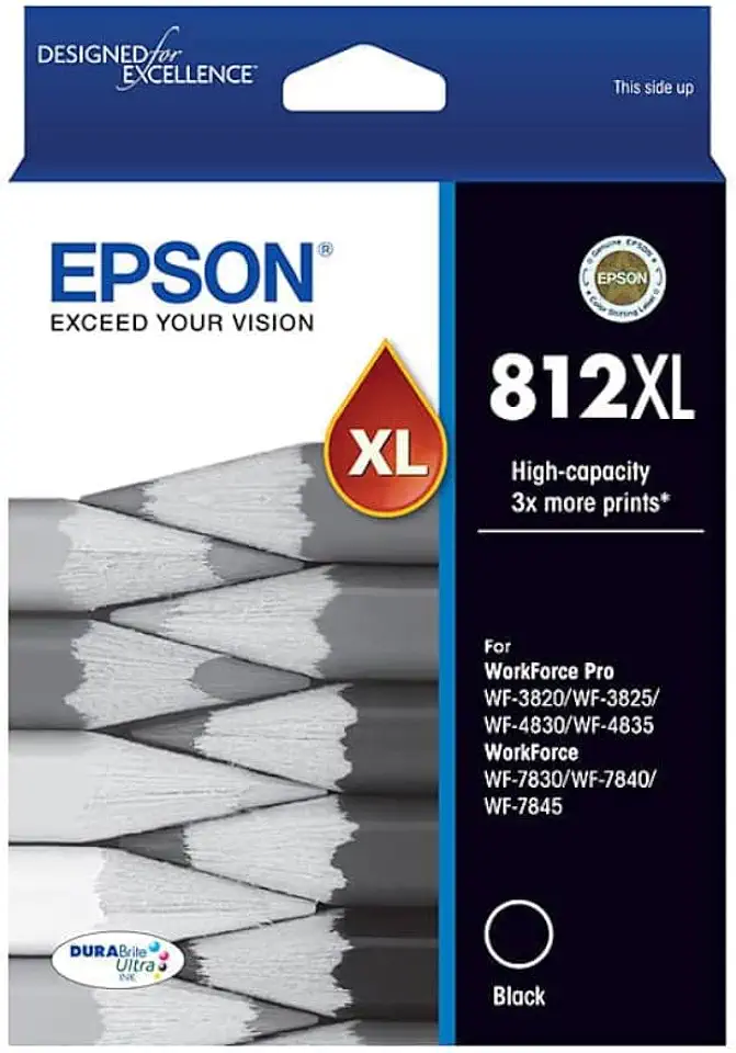 Epson 812XL - High Capacity - Ultra Black Ink Cartridge for XP-5100 WF-2860, Single Pack, C13T05E192