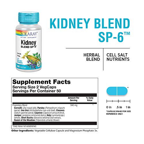 Solaray Kidney Blend Sp-6 | Herbal Blend W/ Cell Salt Nutrients To Help Support Healthy Kidney Function | Non-Gmo, Vegan (1 Pack) #TOP2