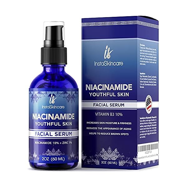 Niacinamide-Serum-for-Face-10-with-Zinc-1-Vitamin-B3-Facial-Serum-for-Acne-Treatment-Dark-Spot-Remover-2-oz-InstaSkincare DOUBLE SIZED (2Oz) Niacinamide Serum for Face 10% with Zinc 1% Vitamin B3 Brightening Serum for for Acne, Dark Spots, Tone, Texture and Hydrating