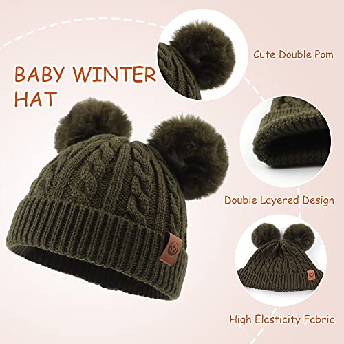 Image of Yuoahcn Kids Winter Beanie Hat Scarf Gloves Set Knit Warm Toddler Winter Cap Gloves Neck Warmer for Boys Girls 1-8 Year