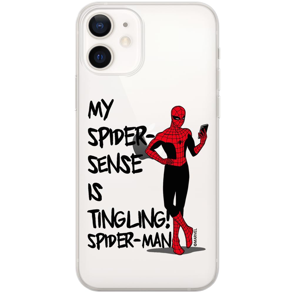 ERT GROUP mobile phone case for Iphone 12 Mini original and officially Licensed Marvel pattern Spider Man 024 optimally adapted to the shape of the mobile phone, partially transparent