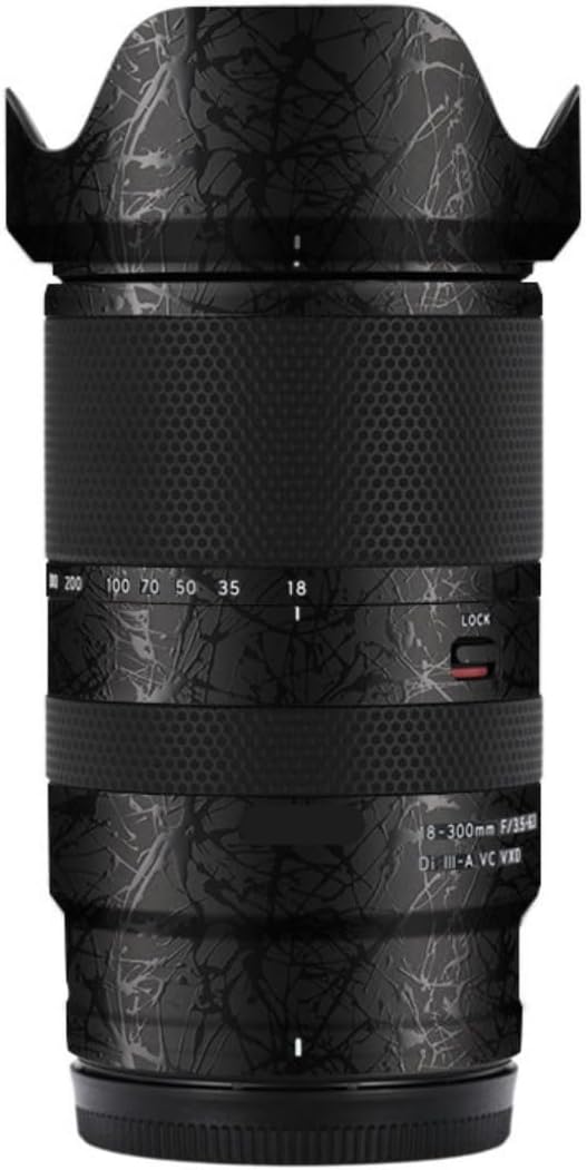 18-300 F 3.5-6.3 Camera Lens Sticker for Tamron 18-300mm F3.5-6.3 fit for Nikon Z Mount Coat Wraps Film Protector Vinyl Decal Skin(Splash Ultra Black)