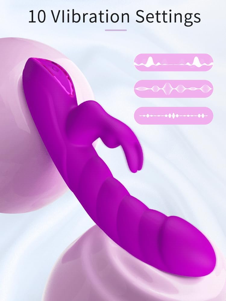 Rabbit Vibrator Sex Toys, Soft Silicone Rabbit Vibrators Dildos with 10 Vibration Modes,Waterproof Personal Massager G Spot Vibrator Adult Sex Toys for Women Couples, B Type