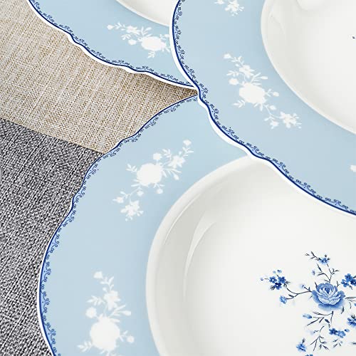 Fanquare 9 Inch Porcelain Soup Bowls Set Of 4, Large Lace Plates Set For Salad, Pasta, Ramen, Dessert #TOP2