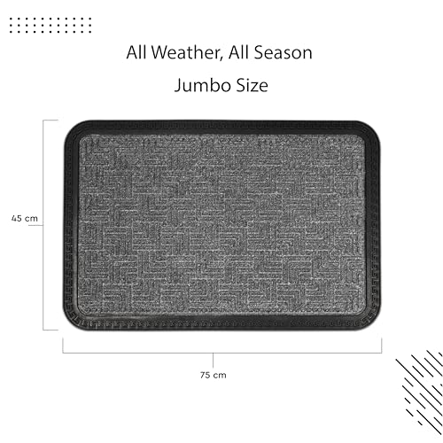 Image of Encasa XO Door Mat for Home Entrance, Polypropylene Floor Mat Grey