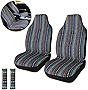 Copap Universal Stripe Colorful 4pc Front Seat Covers Saddle Blanket Baja Bucket Seat Cover with Seat-Belt Pad Protectors for Car, Truck & SUV