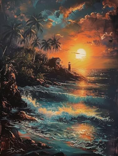 Diamond art adulte paysage marin grand format 100x130cm avec point de croix