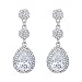 EVER FAITH Silver-Tone Art Deco Teardrop Bridal Dangle Earrings Clear CZ Austrian Crystal A09052-2