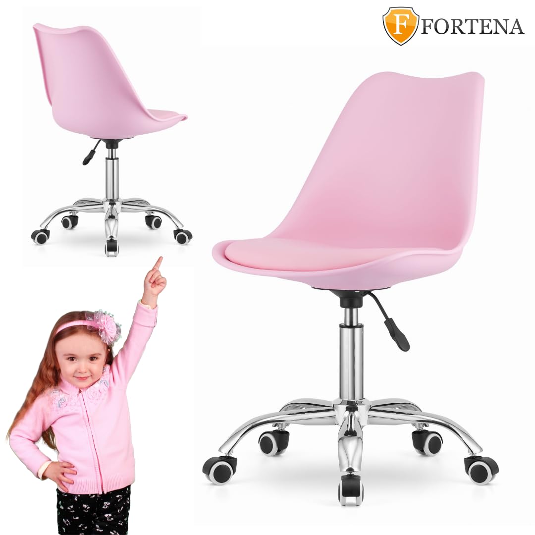 FORTENA vModernes Bürosystem: Schreibtisch und Drehstuhl in vielen Farbvarianten. Klappfunktion des Schreibtisches. (Stuhl, Rosa)