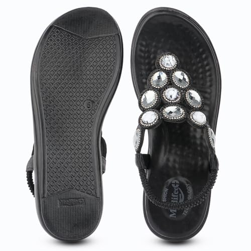 Image of Medifeet Women's Sparkling Stone-Studded Comfort Sandals | Soft Cushioned Midsole & Elastic Back Strap Fit
