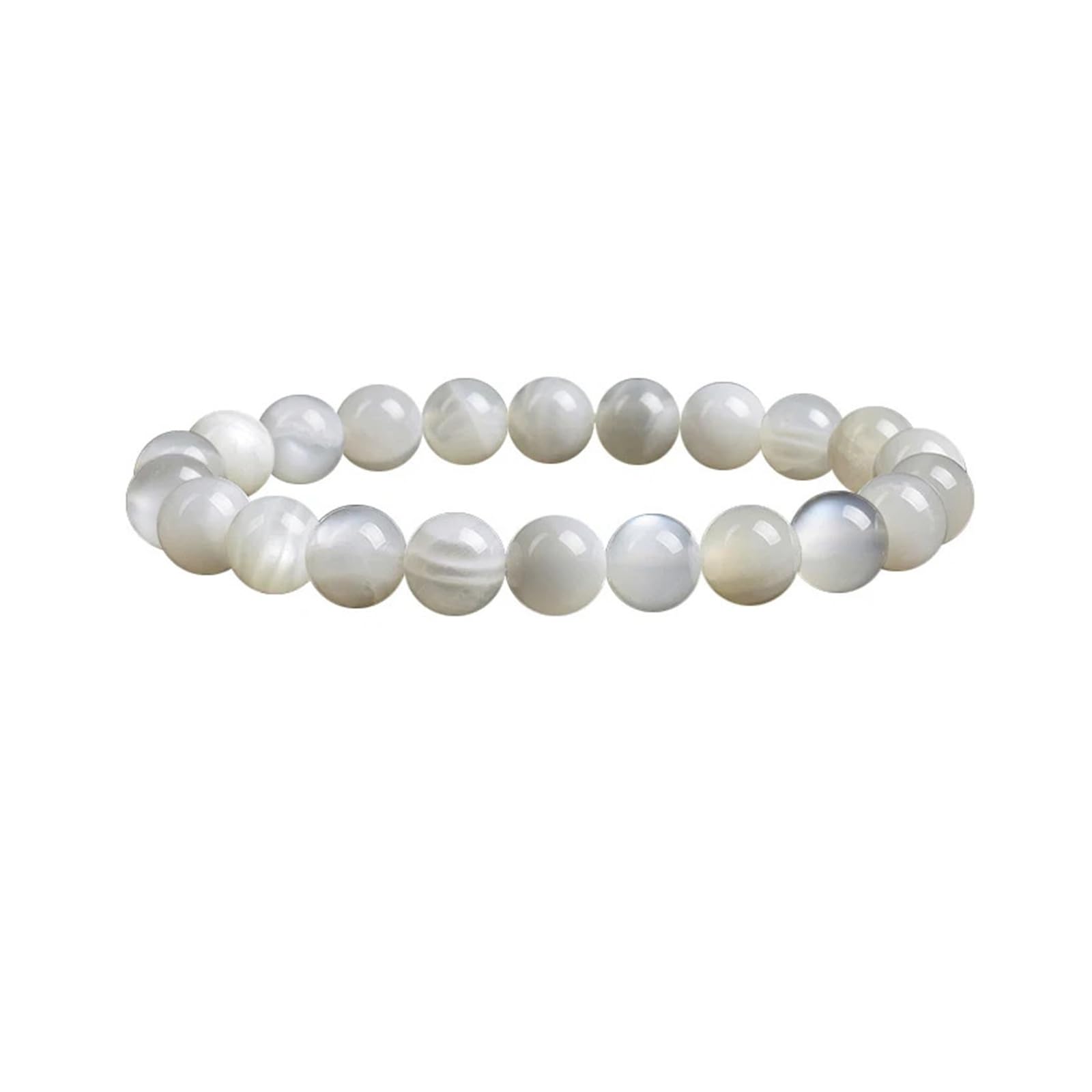 Echtes weißes Mondstein-Armband, Perlen, elastische Armbänder for Damen und Herren, 8 mm Edelstein-Schmuck