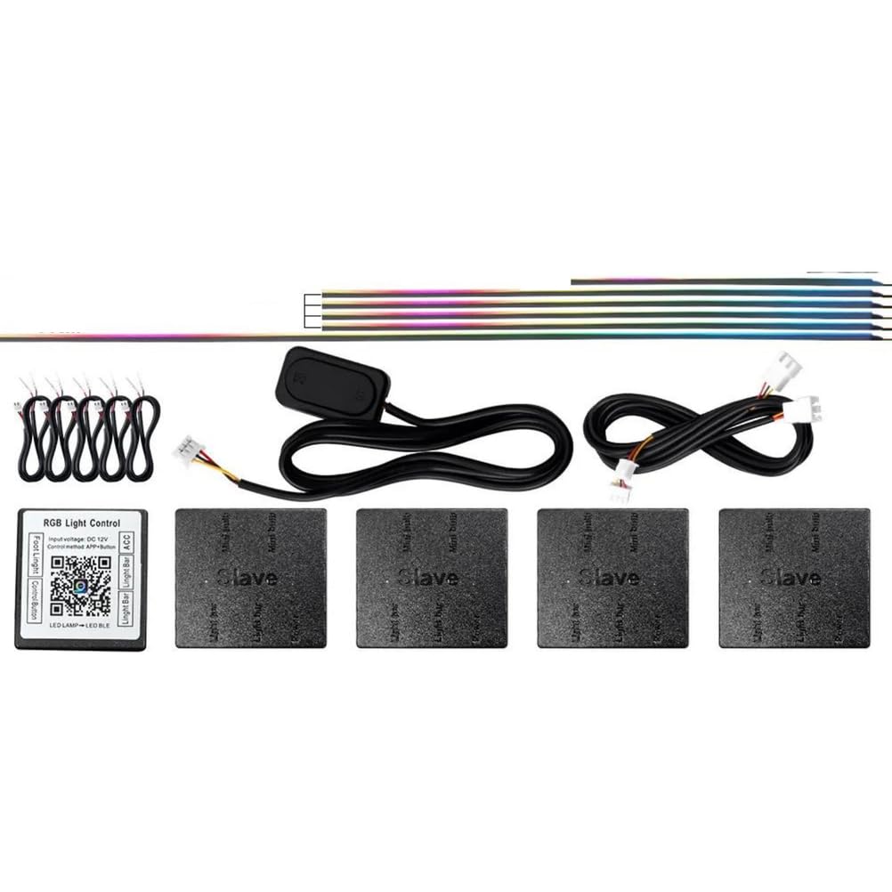 Striscia LED Interna per Auto in Acrilico con App, Kit Lampada RGB Symphony Streamer 213 Colori, Striscia Acrilica A LED Arcobaleno per Luci Ambientali per Auto,6 in 1