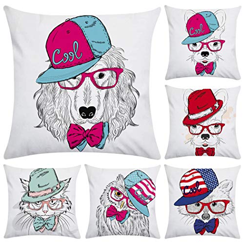 Hodeacc Lot de 6 housses de coussin décoratives douces en flanelle pour canapé, lit, chaise, 45,7 x 45,7 cm Cover