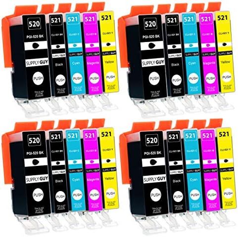 10 Printer Cartridges with Chip and Level Indicator compatible with Canon PGI-520 / CLI-521 (2x Black, 1x Photo-Black, 2x Cyan, 2x Magenta, 2x Yellow, 1x Grey) for Canon Pixma MP980 MP990