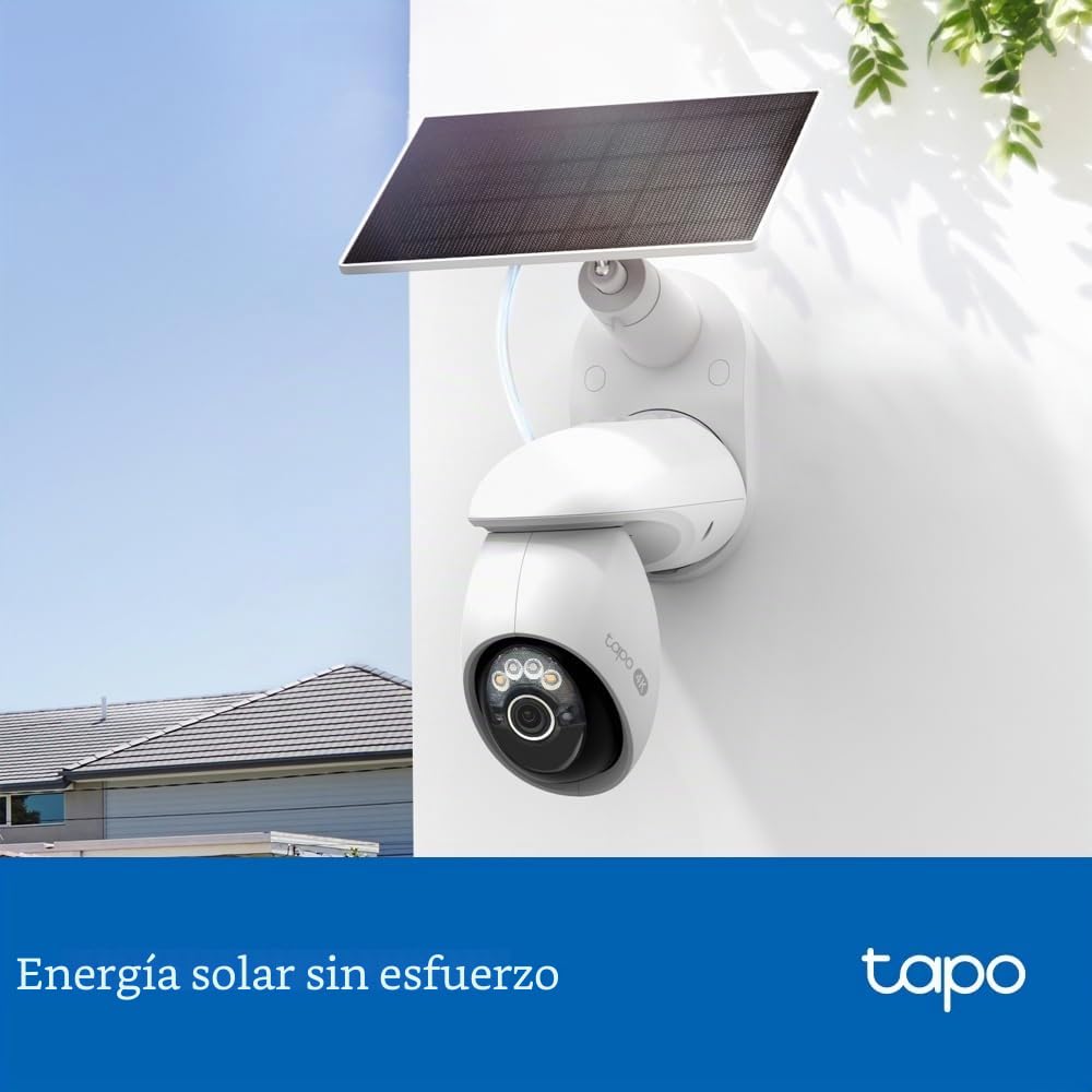 Tapo C660 Kit 4K 8MP Cámara de Seguridad Pan/Tilt alimentada por energía Solar, visión Nocturna a Color Starlight, cámara Exterior de Seguimiento de IA de 360°, Carga Solar, Audio bidireccional