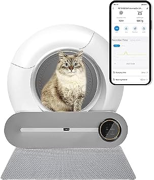 Automatic Self-Cleaning Cat Litter Box with Large Capacity, Safety Protection, Odor Removal, and APP Control for Multiple Cats