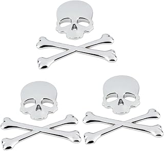 ERINGOGO 3 Peças Adesivos Para Carro Adesivos 3D Acessórios Para Automóveis Acessórios De Carro Emblemas De Motocicleta Adesivo De Carro Crânio Emblema 3D Logotipo Crânio Metal Decalque De